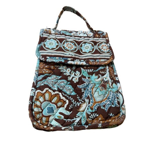 Vera Bradley Jave Blue Retired Lunch Bag Blue Brown, Lined - Picture 4 of 9